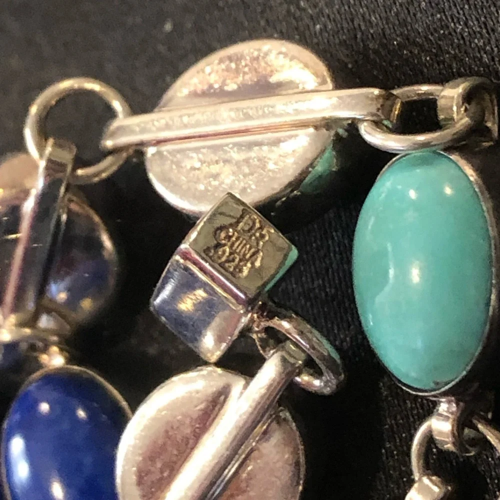 JAY KING DTR Lapis Lazuli Turquoise Cabochon Sterling Silver Tennis Bracelet